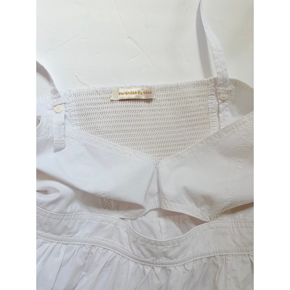 White Cotton Maxi Dress Cutout Empire Waist Pockets Boho Verandah By Vina - Picture 6 of 11